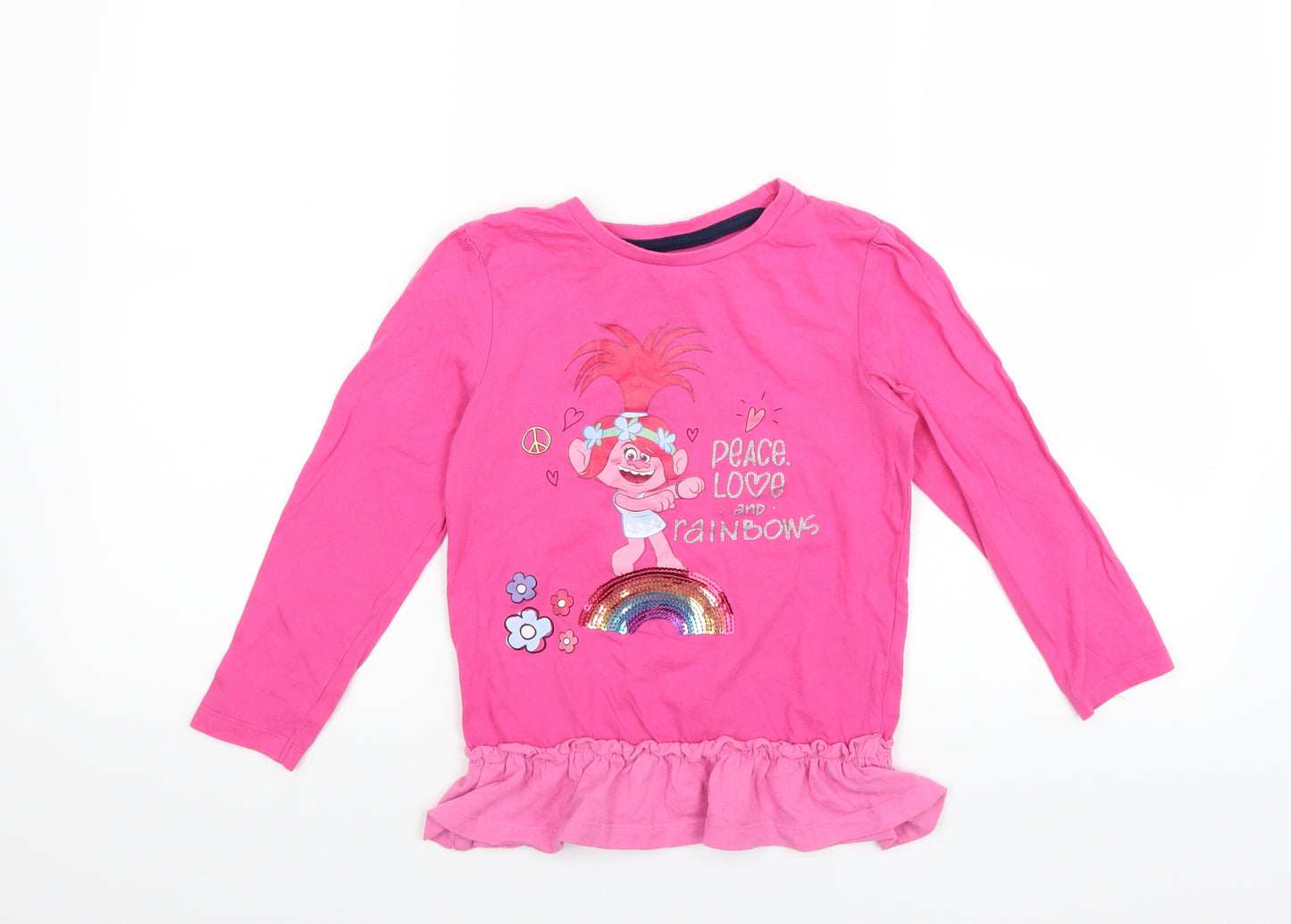 Character Girls Pink   Basic T-Shirt Size 7-8 Years  - TROLLS