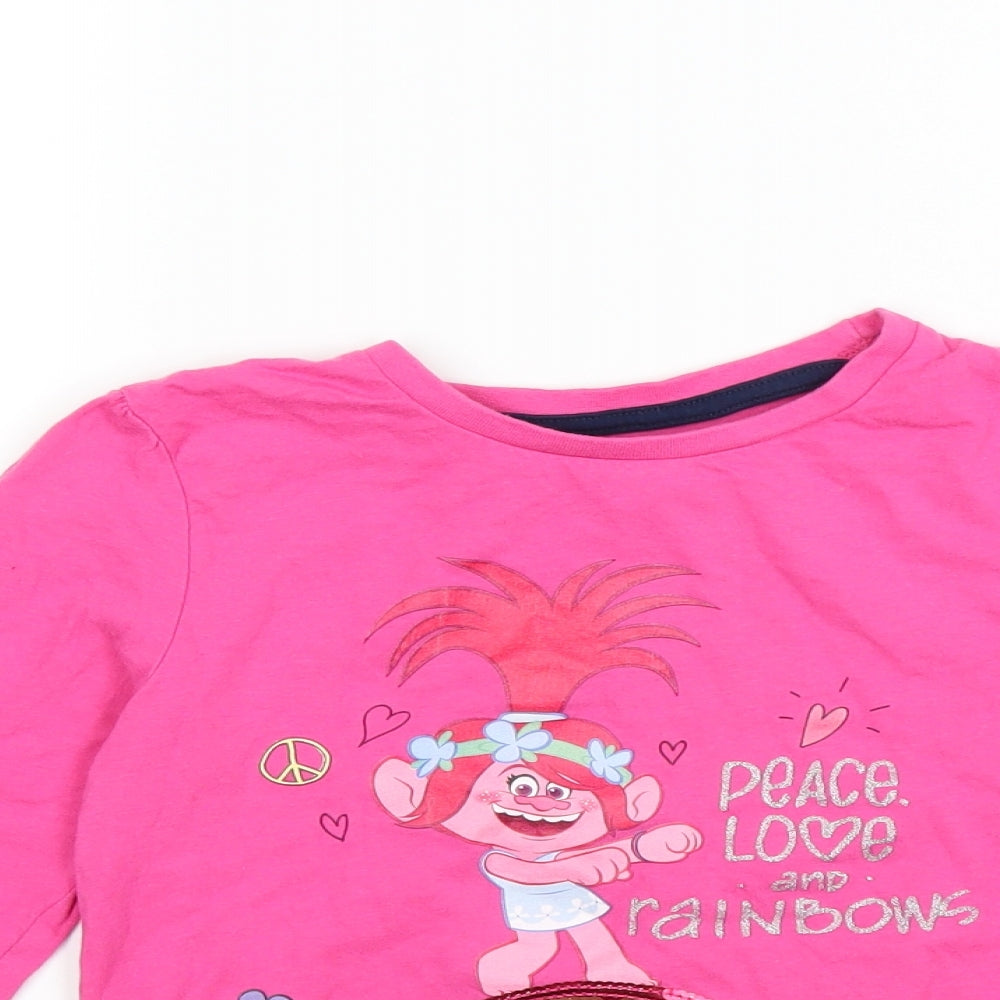 Character Girls Pink   Basic T-Shirt Size 7-8 Years  - TROLLS