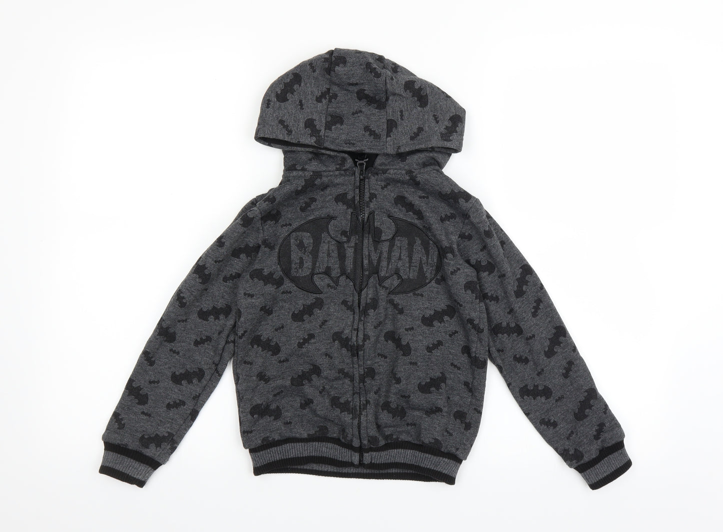 Batman Boys Grey   Full Zip Hoodie Size 7-8 Years  - BATMAN