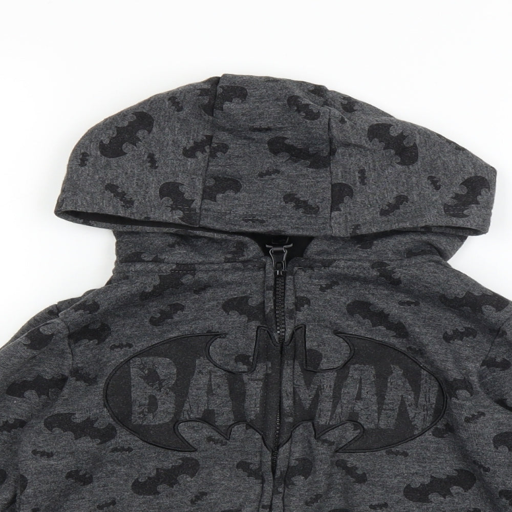 Batman Boys Grey   Full Zip Hoodie Size 7-8 Years  - BATMAN