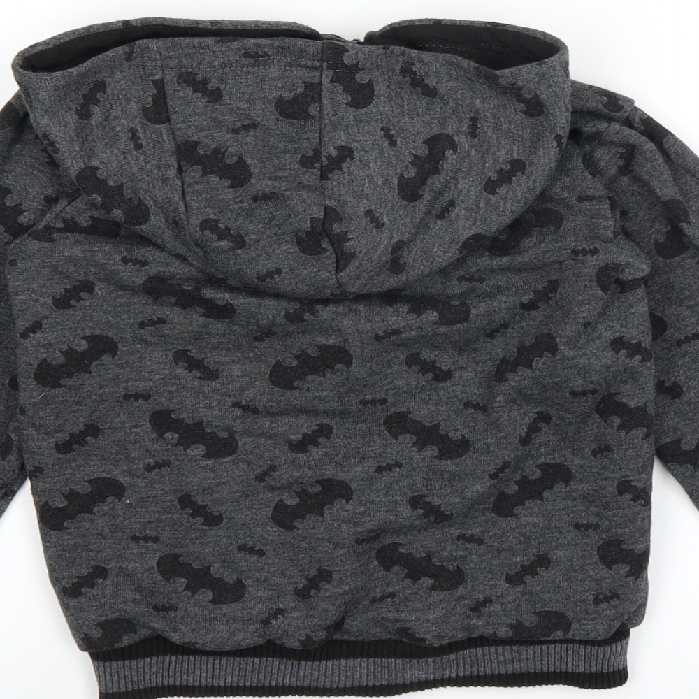 Batman Boys Grey   Full Zip Hoodie Size 7-8 Years  - BATMAN