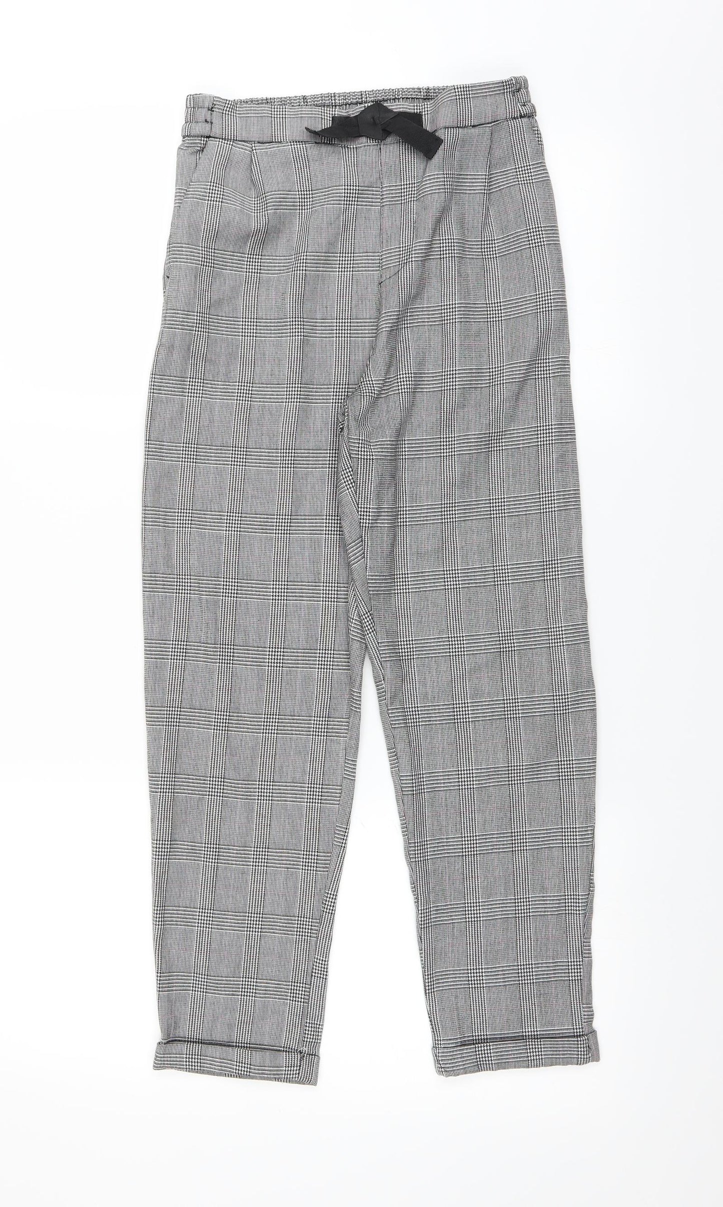 H&M Girls Grey Check   Trousers Size 11-12 Years