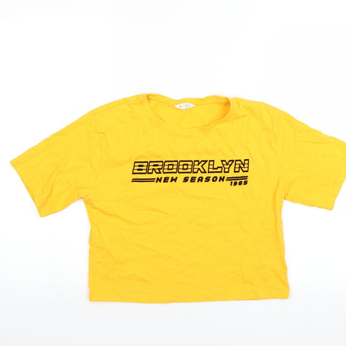 Matalan Girls Yellow   Cropped T-Shirt Size 13 Years  - Brooklyn