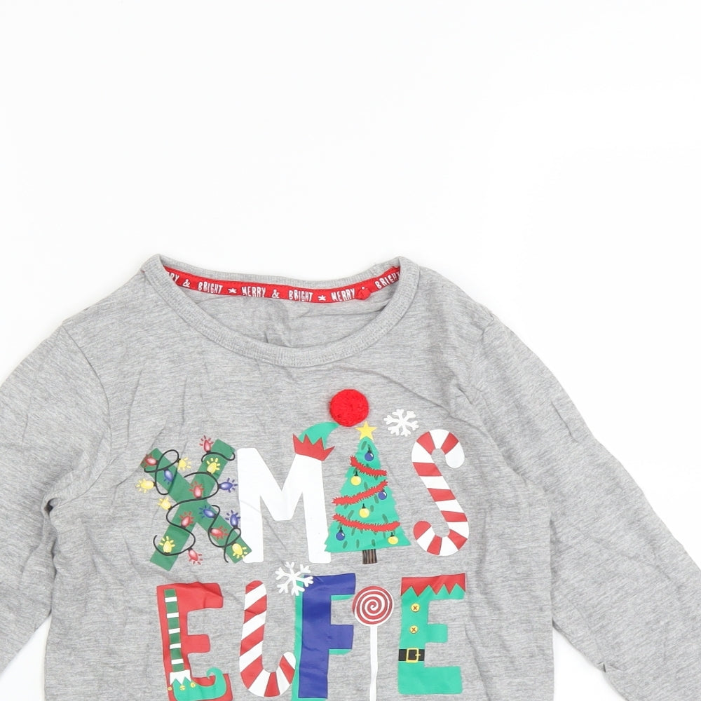 Sainsburys Boys Grey   Basic T-Shirt Size 5-6 Years  - CHRISTMAS
