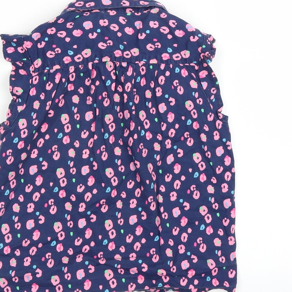 little kids Girls Blue Floral  Basic Blouse Size 6-7 Years