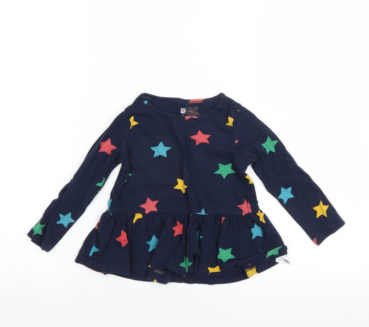 Gap Girls Blue Basic T-Shirt Size 2 Years - star pattern