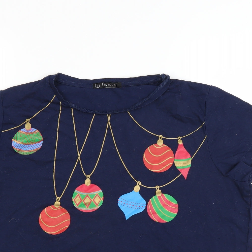 Avenue Womens Blue   Basic T-Shirt Size L  - CHRISTMAS