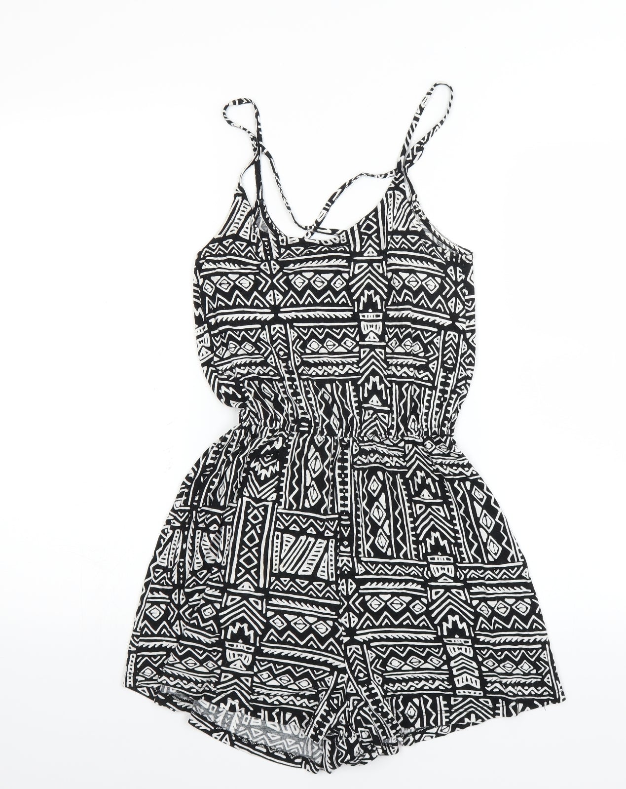 Divided by H&M Womens Black Geometric  Playsuit One-Piece Size XS