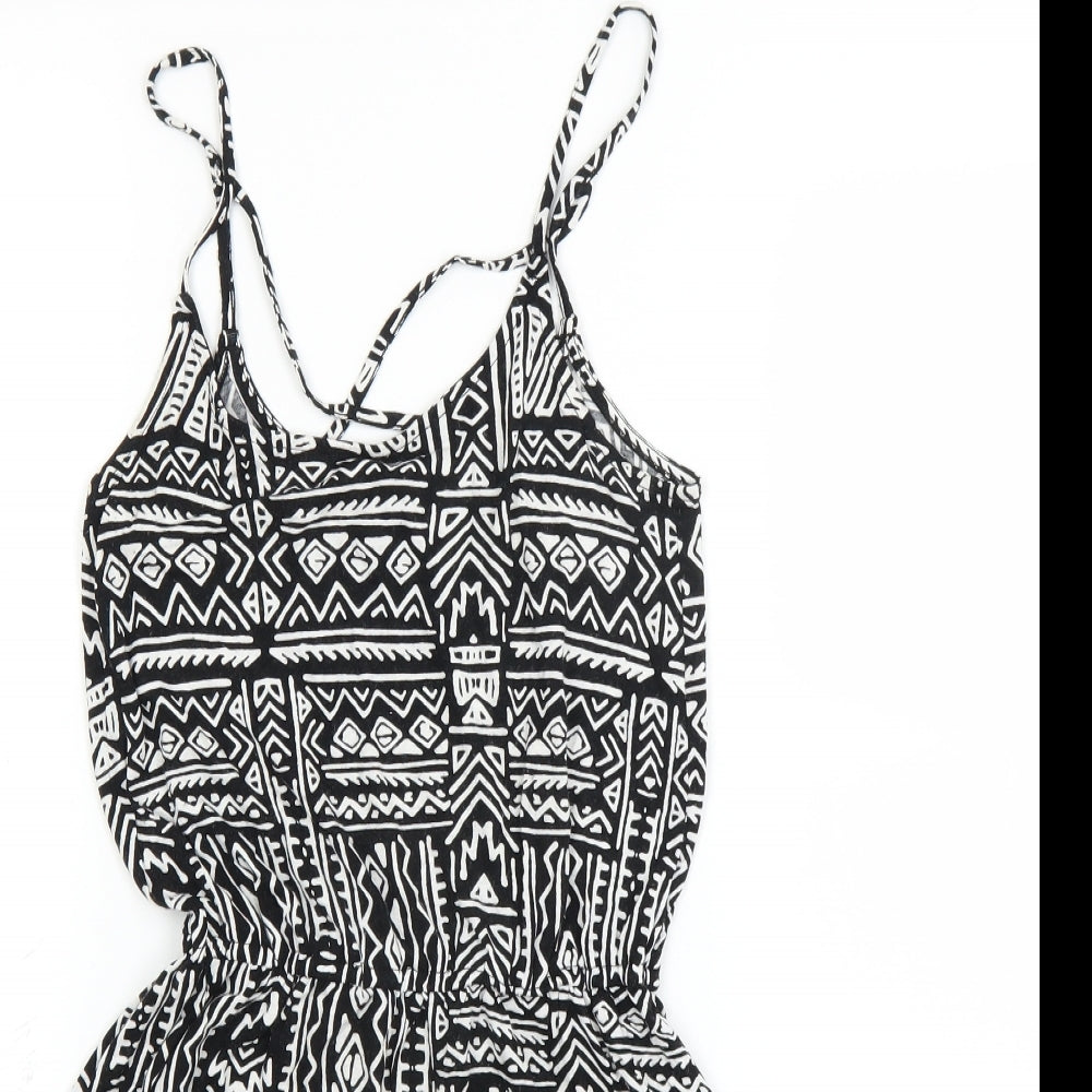 Divided by H&M Womens Black Geometric  Playsuit One-Piece Size XS
