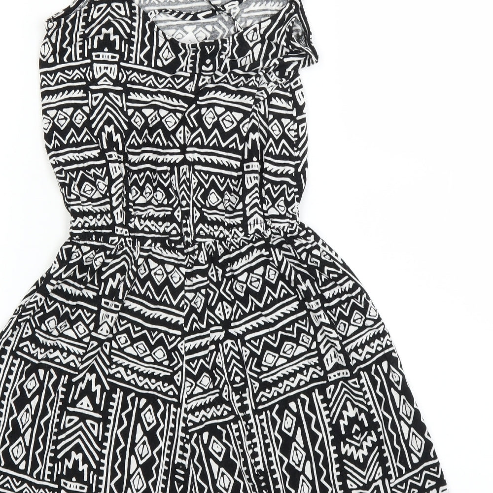 Divided by H&M Womens Black Geometric  Playsuit One-Piece Size XS