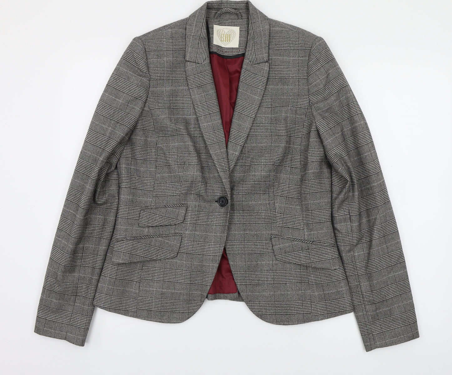 BAF Womens Grey Check  Jacket Blazer Size 40