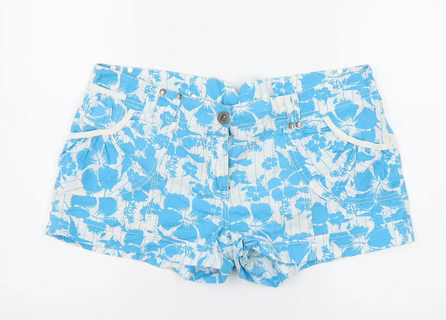 Papaya Womens Blue Floral  Cargo Shorts Size 14
