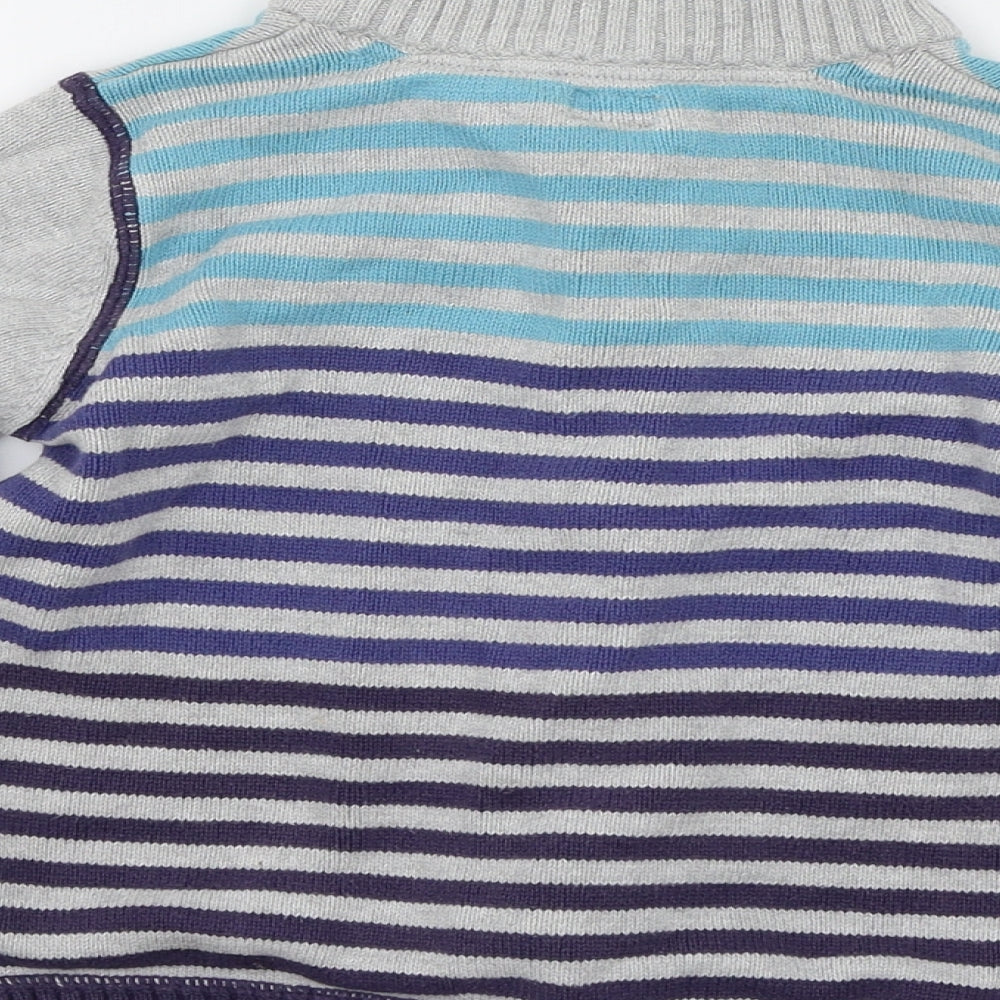 F&F Girls Grey Striped  Full Zip Jumper Size 5-6 Years