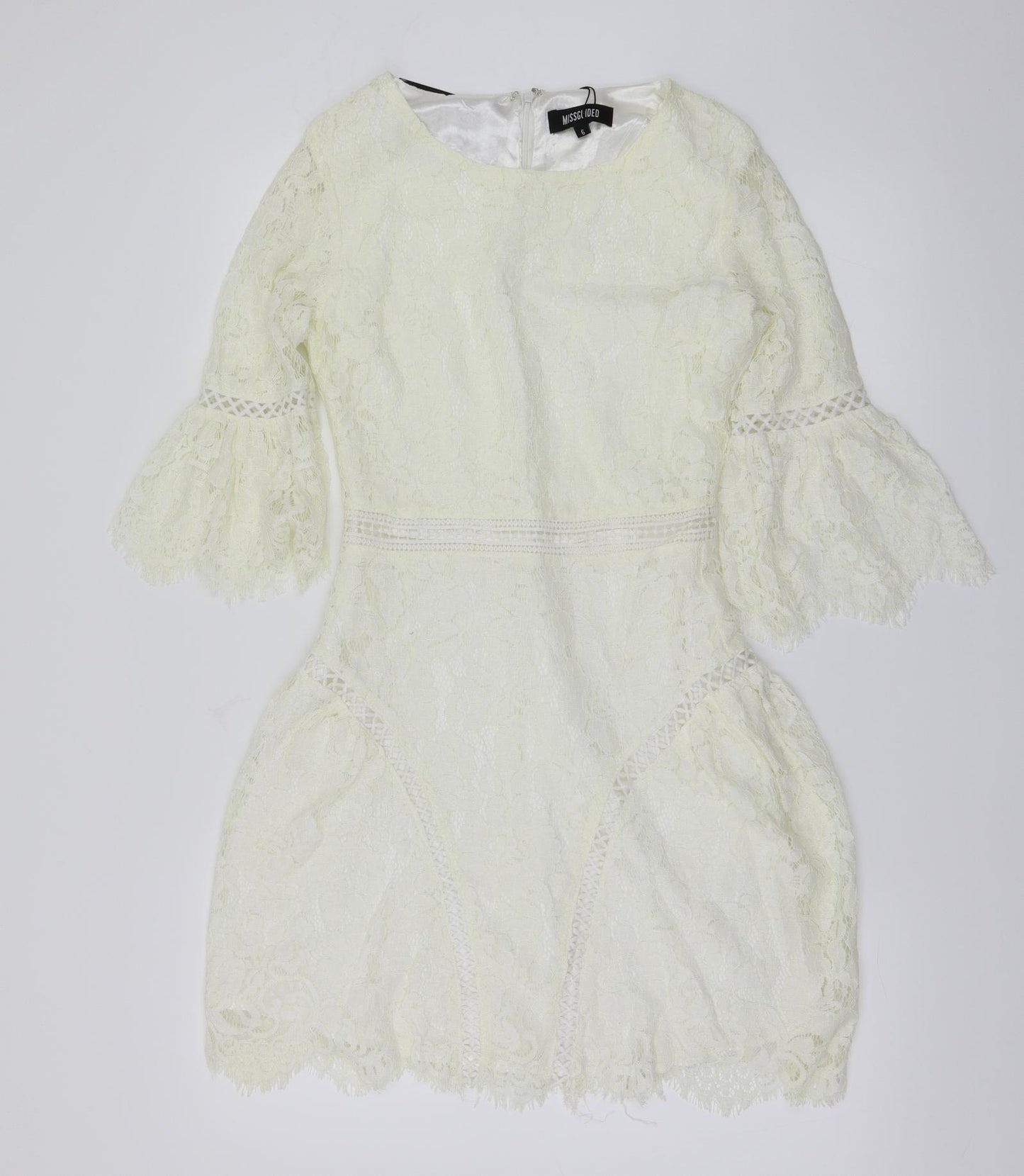 Missguided Womens Ivory Floral  A-Line  Size 6