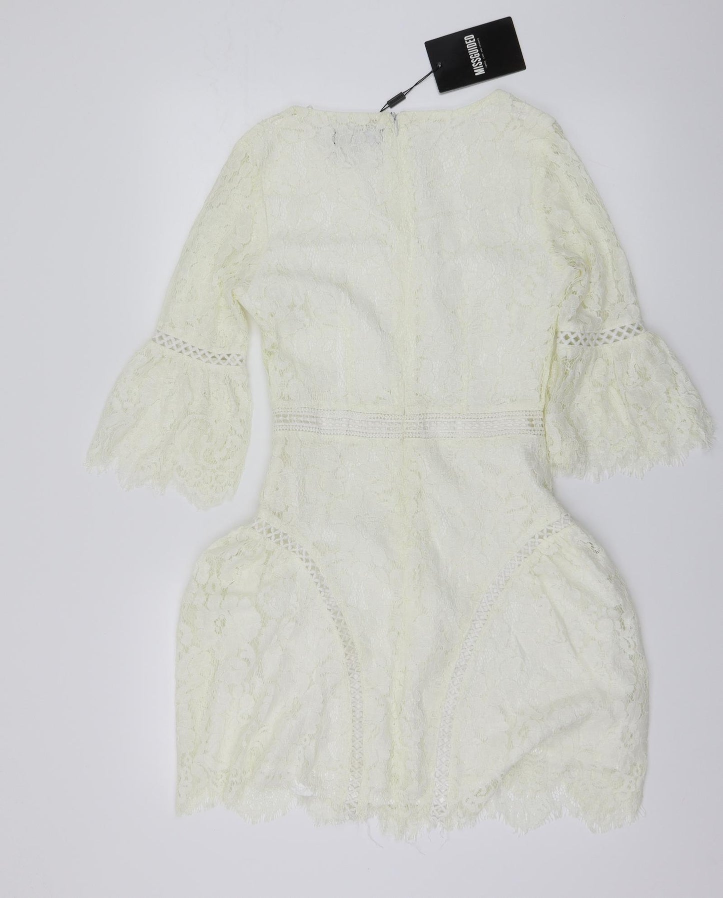 Missguided Womens Ivory Floral  A-Line  Size 6