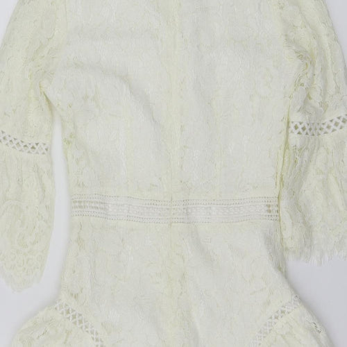 Missguided Womens Ivory Floral  A-Line  Size 6