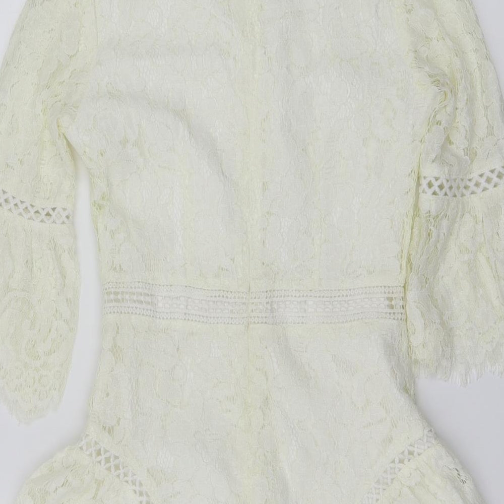 Missguided Womens Ivory Floral  A-Line  Size 6