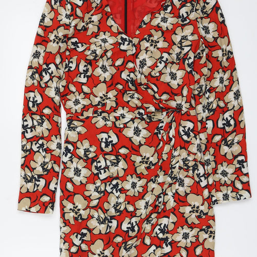 MNG Womens Red Floral  Basic Blouse Size XS