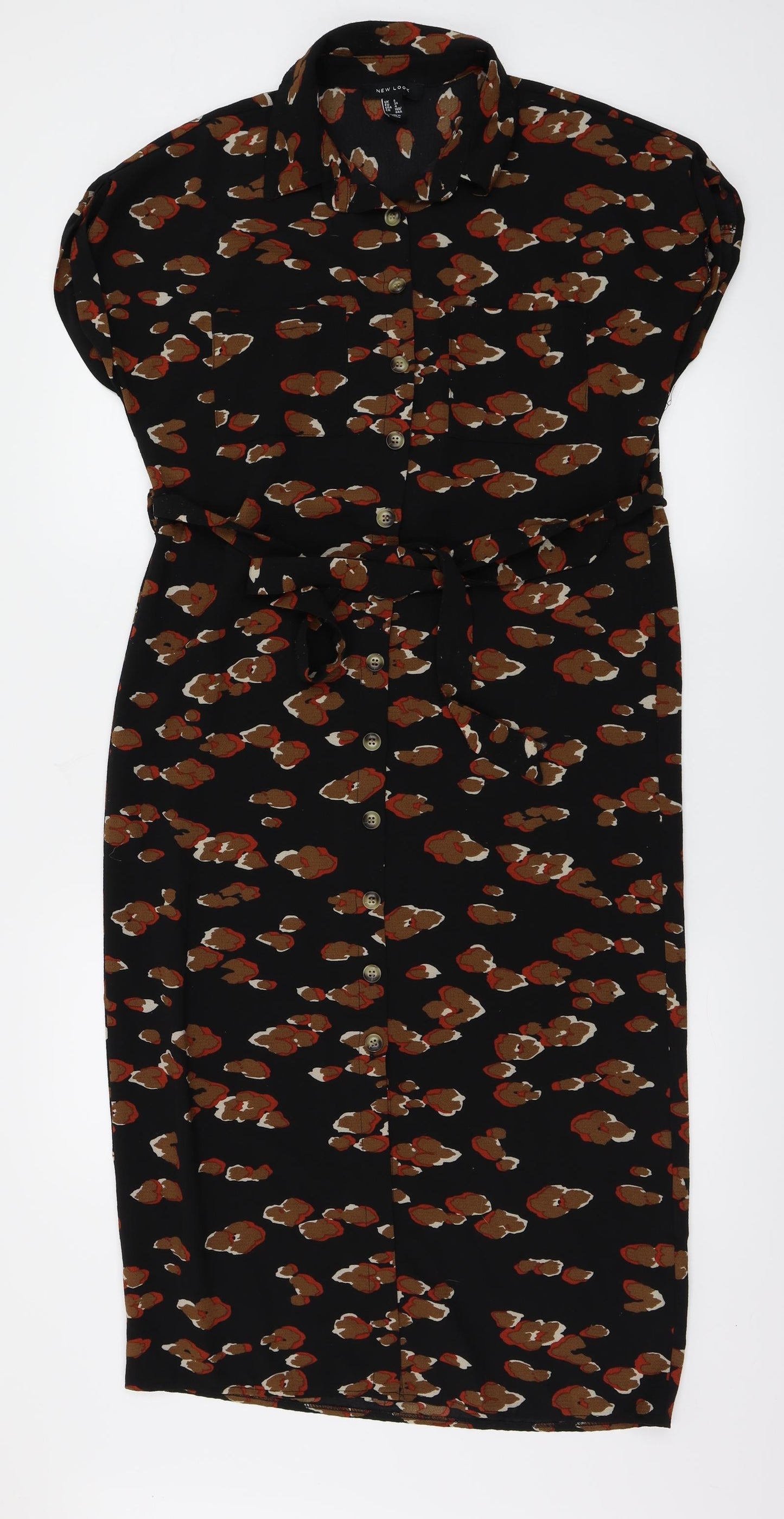New Look Womens Black Animal Print  A-Line  Size 8