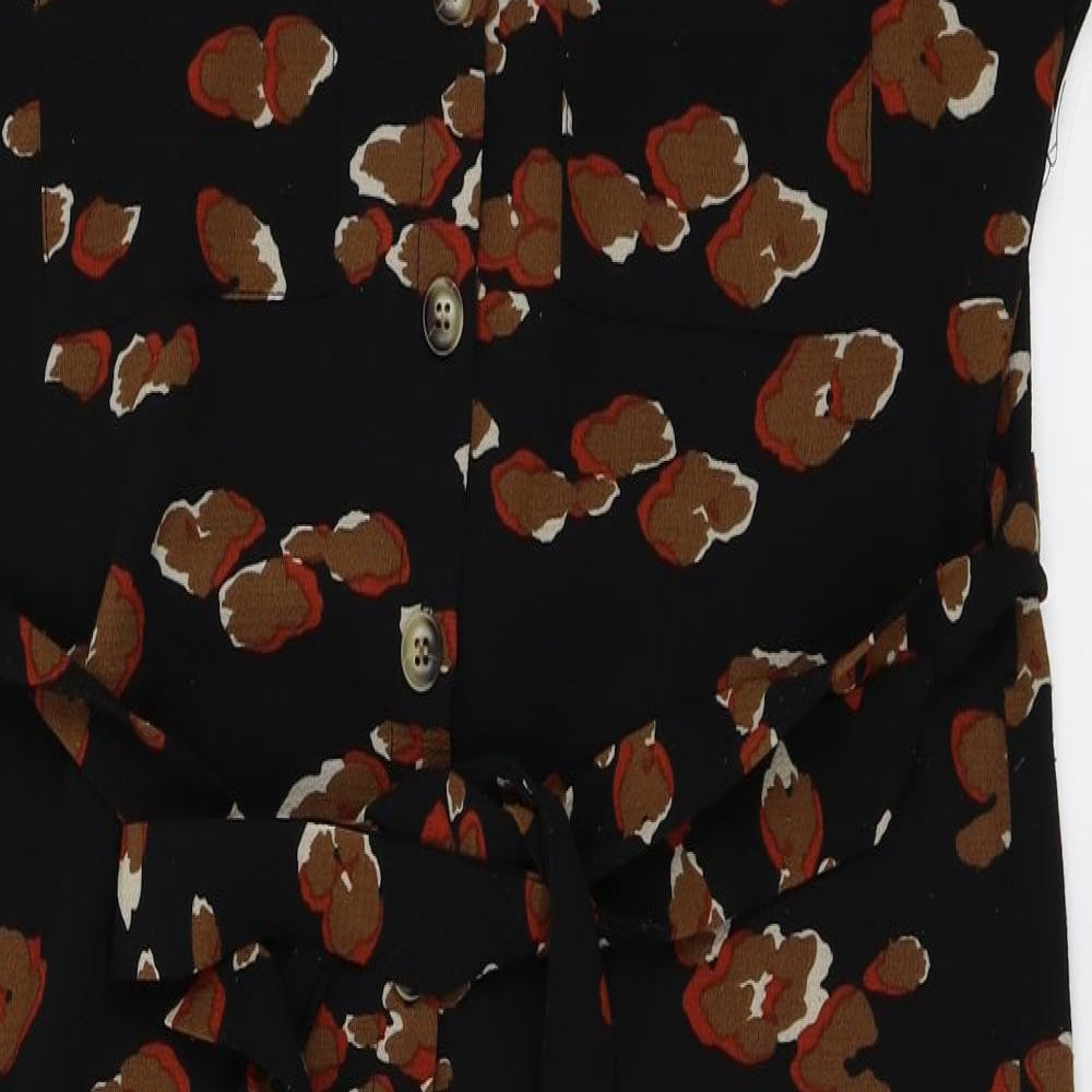 New Look Womens Black Animal Print  A-Line  Size 8