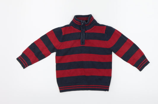 TU Girls Red Striped  Henley Jumper Size 2 Years