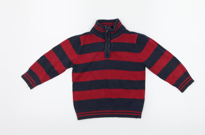 TU Girls Red Striped  Henley Jumper Size 2 Years