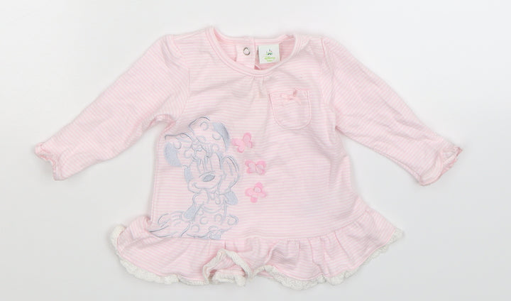 Matalan Girls Pink Striped Fit & Flare Size 3-6 Months - Disney