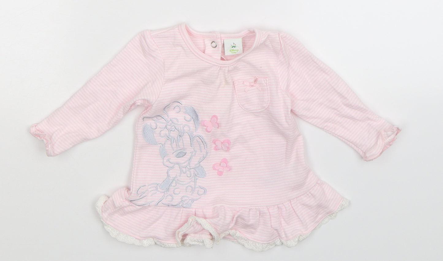 Matalan Girls Pink Striped  Fit & Flare  Size 3-6 Months  - Disney