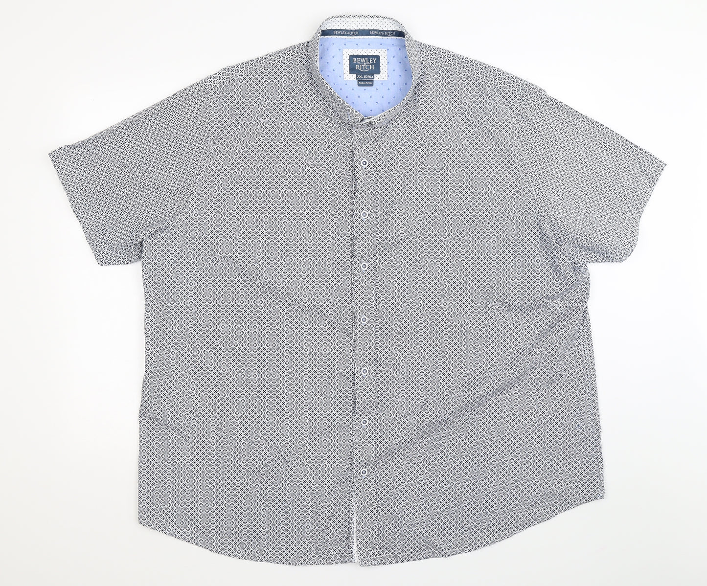 Bewley & Ritch Mens Blue Geometric   Dress Shirt Size 2XL