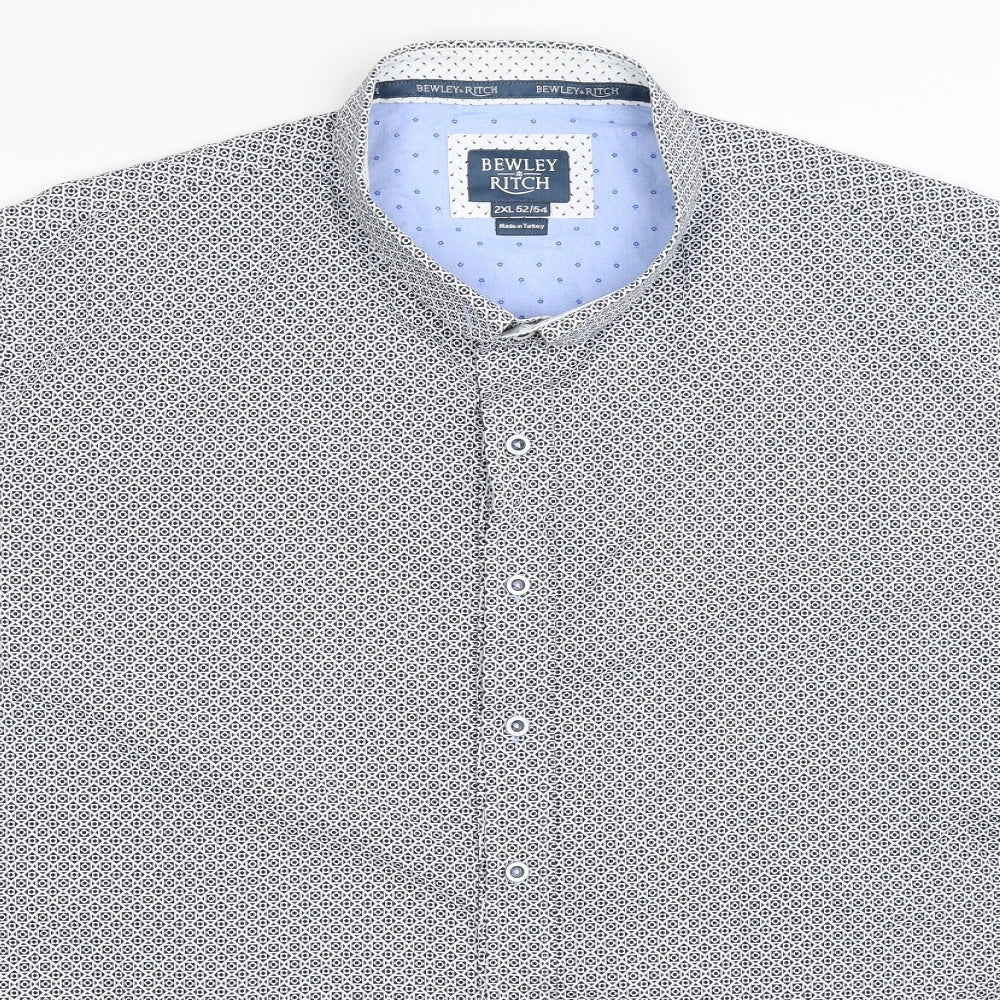Bewley & Ritch Mens Blue Geometric   Dress Shirt Size 2XL