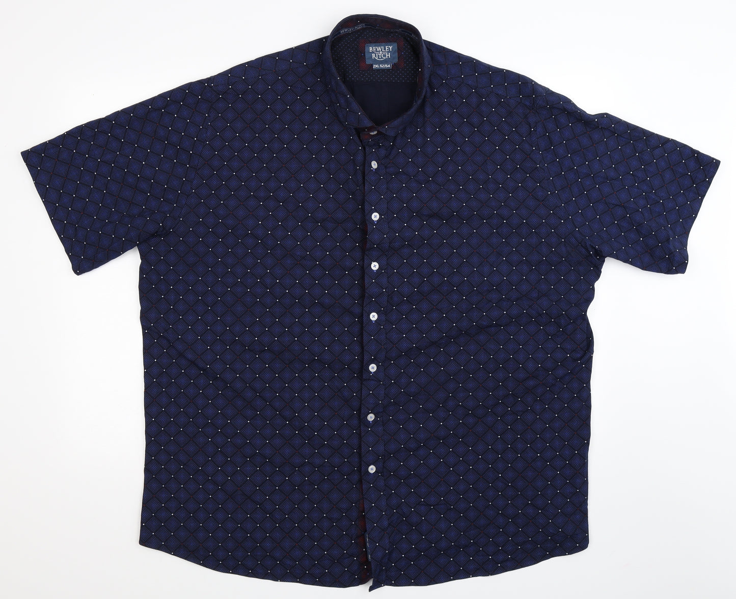 Bewley & Ritch Mens Blue Geometric   Dress Shirt Size 2XL