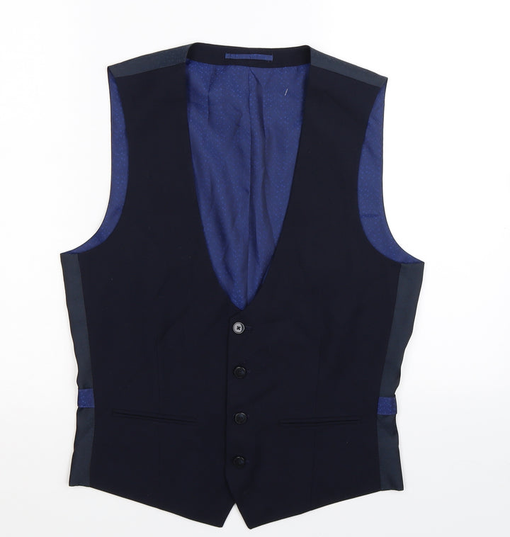 Burton Mens Blue   Jacket Suit Waistcoat Size S