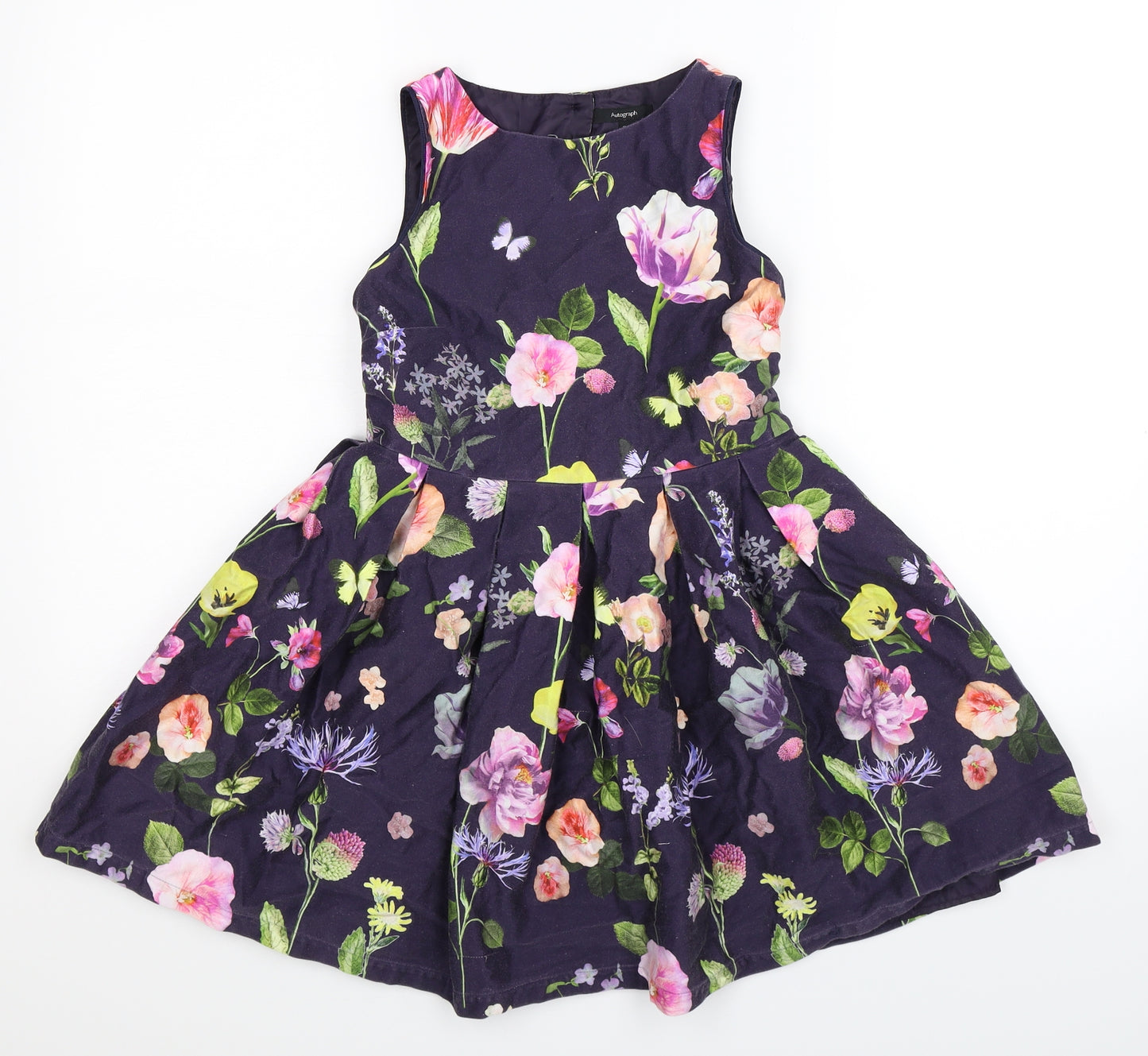 Marks and Spencer Girls Blue Floral  Fit & Flare  Size 12-13 Years