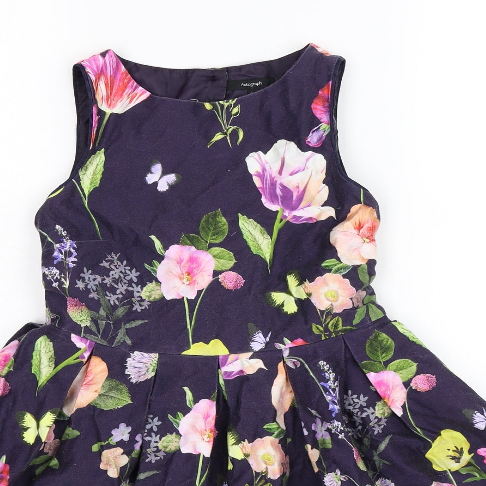 Marks and Spencer Girls Blue Floral  Fit & Flare  Size 12-13 Years
