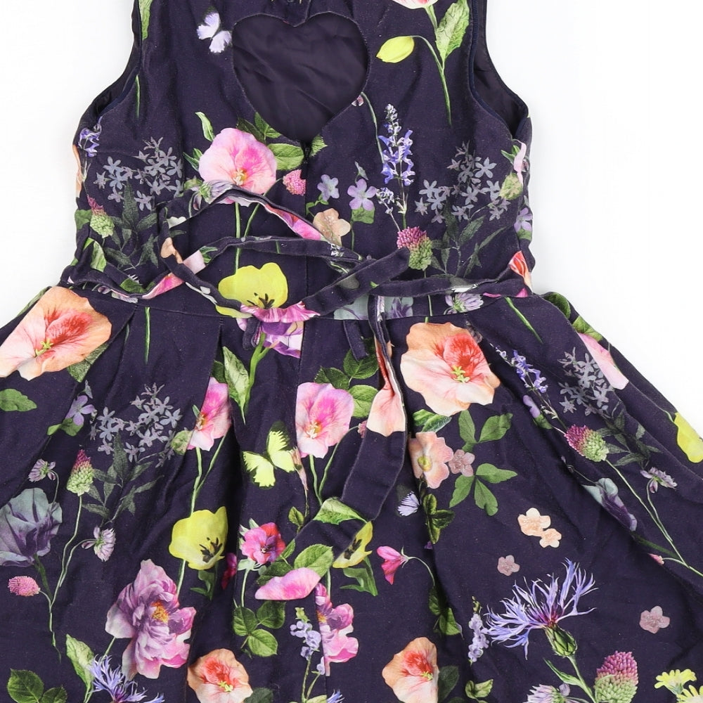 Marks and Spencer Girls Blue Floral  Fit & Flare  Size 12-13 Years