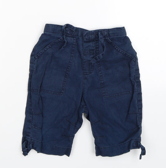 Front view of Next boys’ blue bermuda shorts, size 2, years