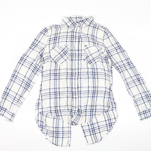 Alexander Jordan Womens White Check  Basic Button-Up Size S
