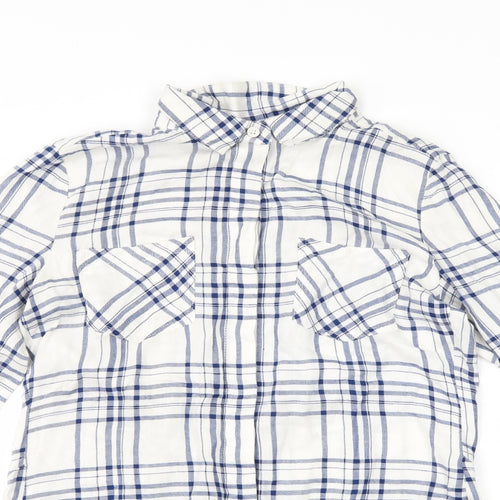 Alexander Jordan Womens White Check  Basic Button-Up Size S