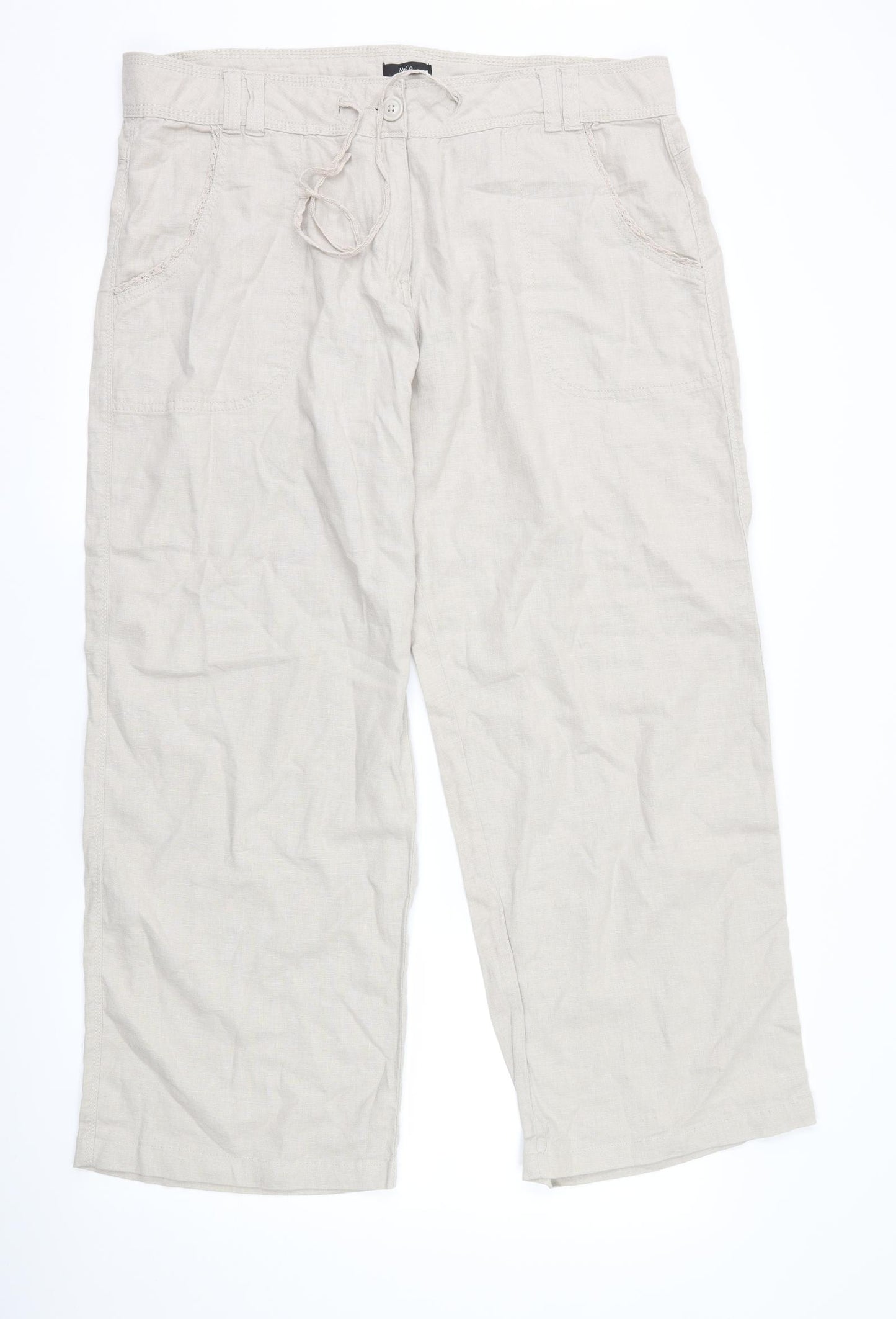 M&Co Womens Beige   Trousers  Size 18 L27 in