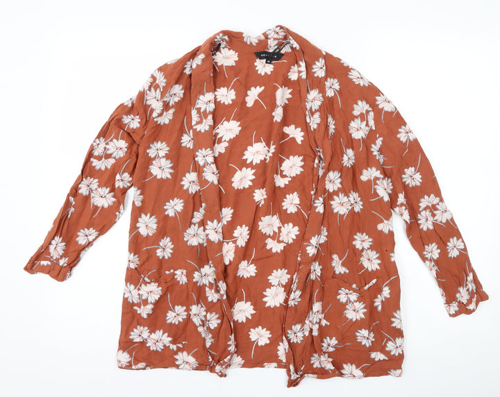 New Look Womens Brown Floral Cardigan Jumper Size 10