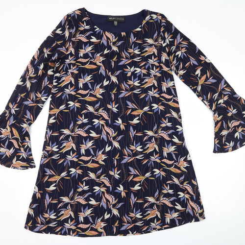 Mela London Womens Blue Floral  A-Line  Size 8