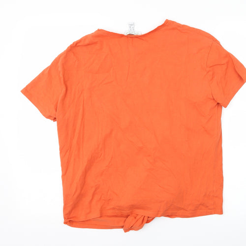 New Look Womens Orange   Basic T-Shirt Size 10  - Tie Front