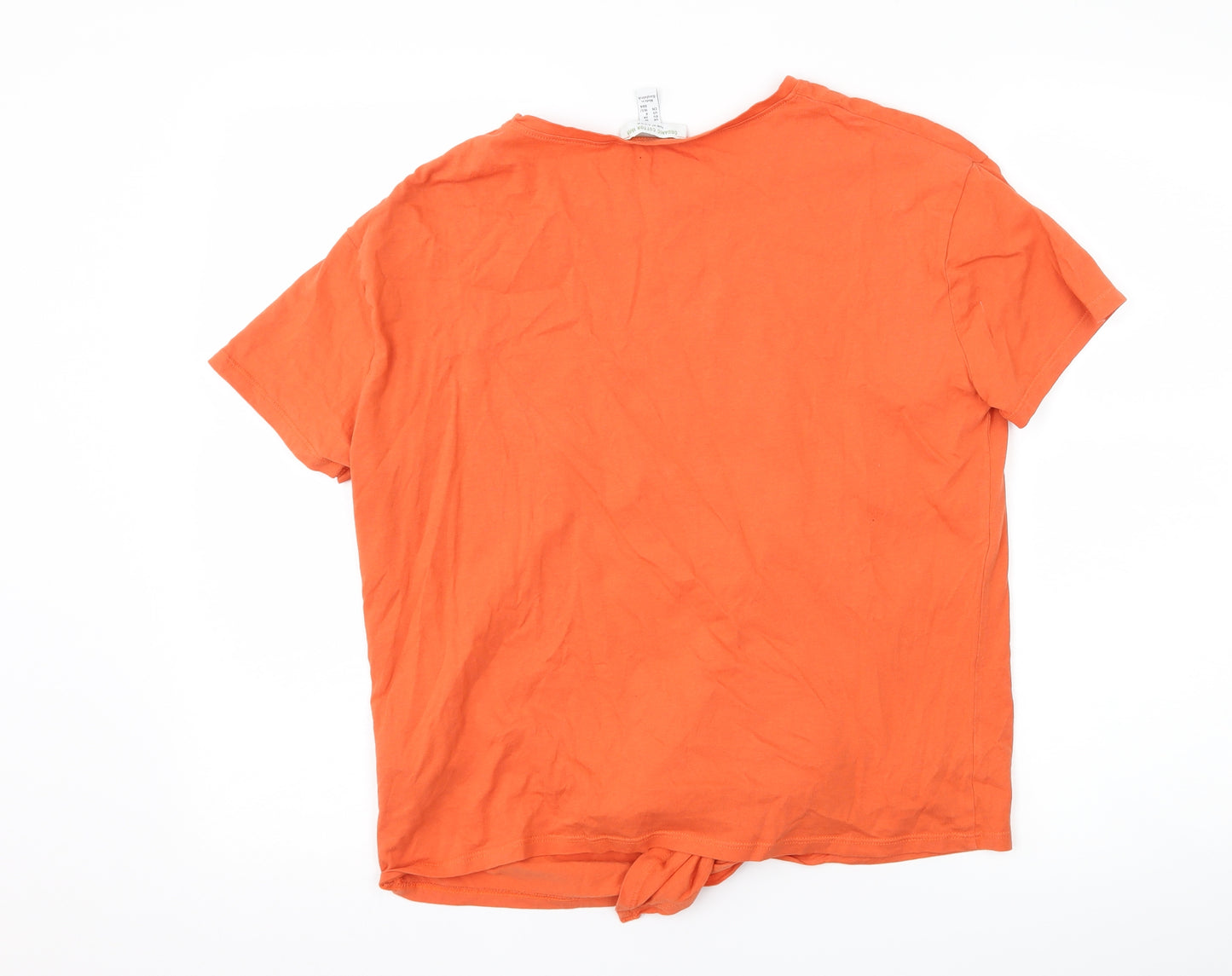 New Look Womens Orange   Basic T-Shirt Size 10  - Tie Front