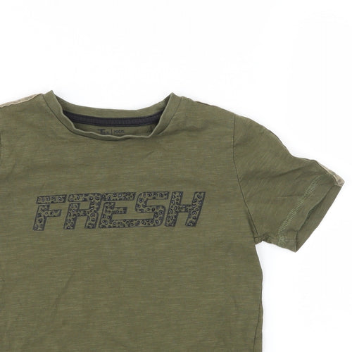 T?U Girls Green Animal Print  Basic T-Shirt Size 5 Years  - fresh