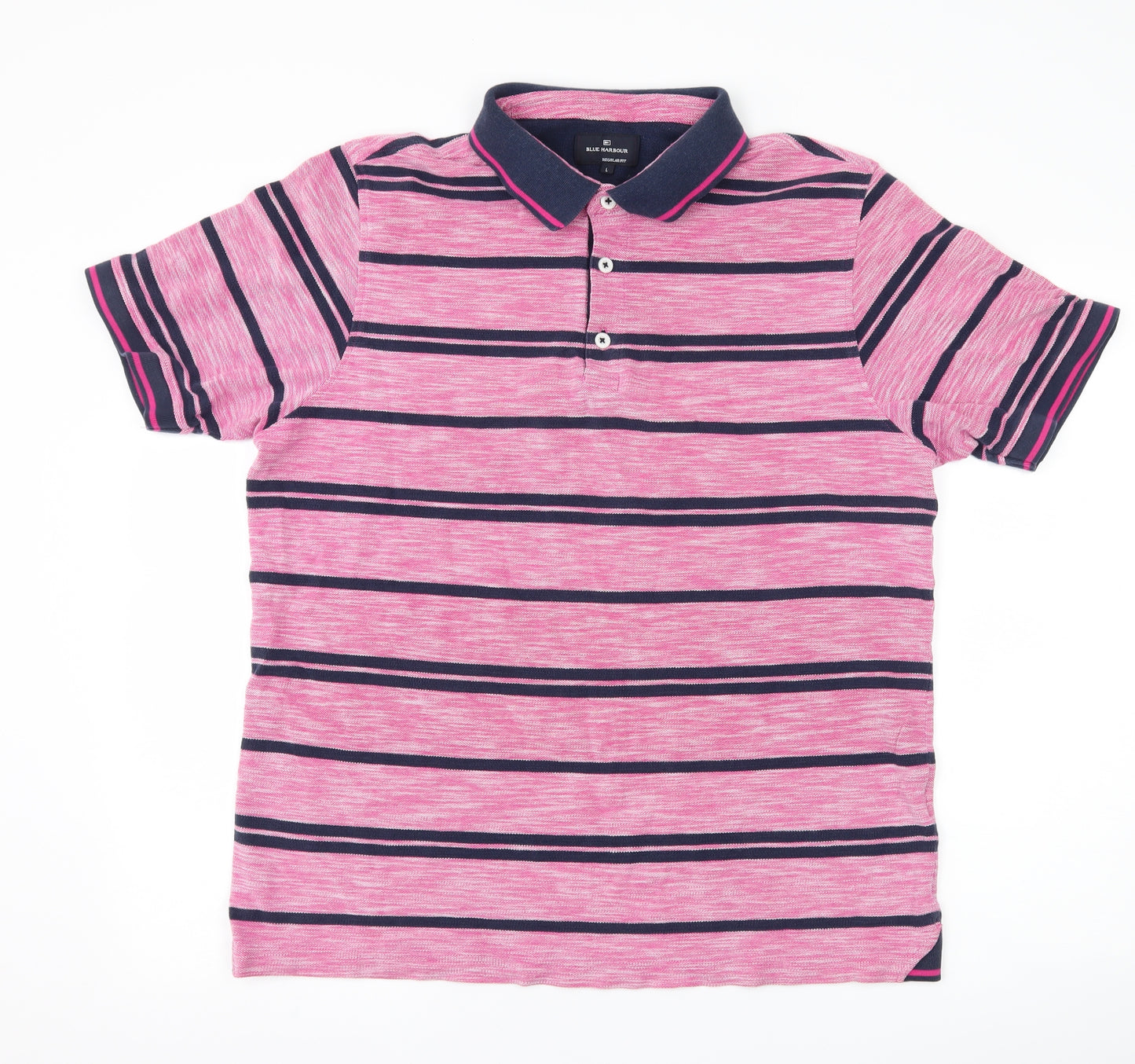 Blue Harbour Mens Pink Striped   Polo Size L