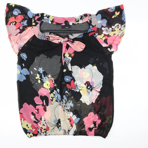 NEXT Womens Black Floral  Basic Blouse Size 12