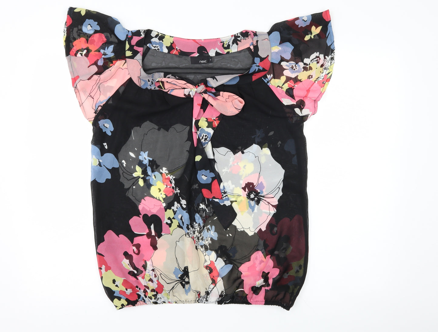 NEXT Womens Black Floral  Basic Blouse Size 12
