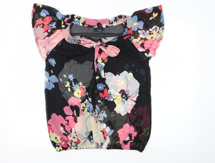 NEXT Womens Black Floral  Basic Blouse Size 12