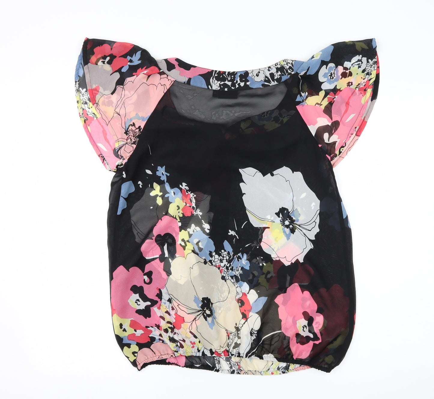 NEXT Womens Black Floral  Basic Blouse Size 12