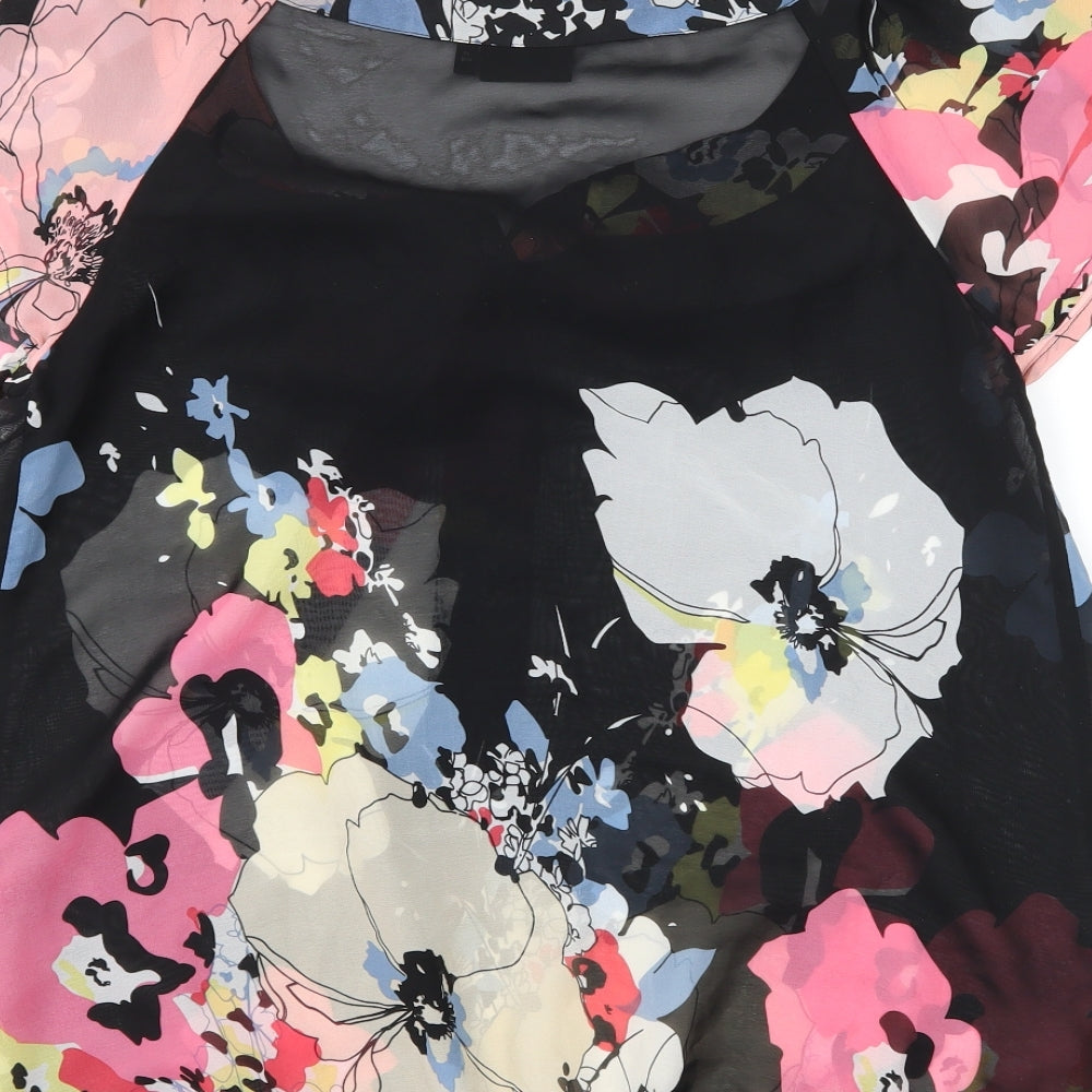 NEXT Womens Black Floral  Basic Blouse Size 12